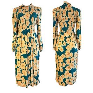 NEVER FULLY DRESSED REVOLVE FLORAL SMOCKED LONG SLEEVE MIDI DRESS 4 MODEST